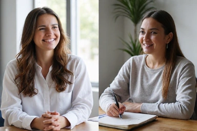 A person engaged in an online video consultation with a nutritionist on a laptop screen.