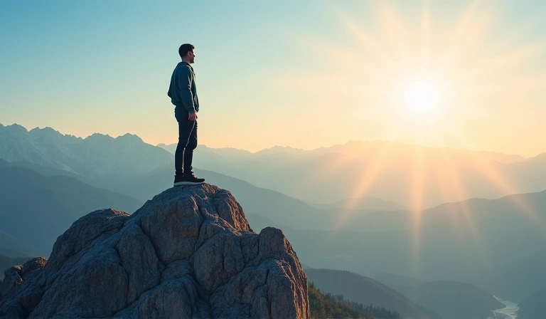 A person confidently looking towards a bright future, symbolizing health transformation.